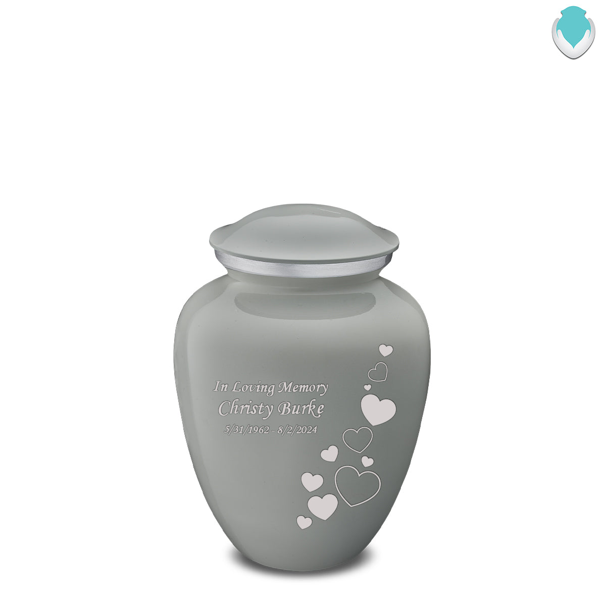 Medium Embrace Slate Grey Floating Heart Cremation Urn