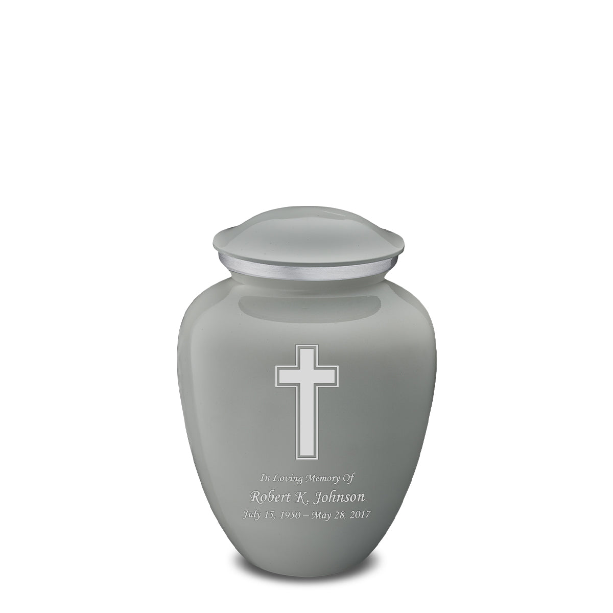 Medium Embrace Slate Grey Simple Cross Cremation Urn