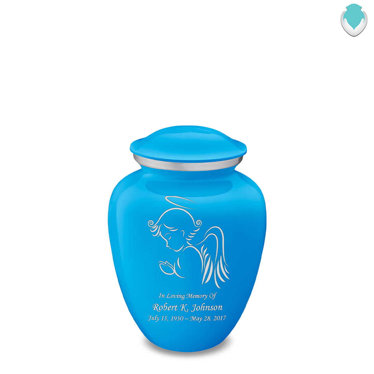 Medium Embrace Racing Blue Angel Cremation Urn
