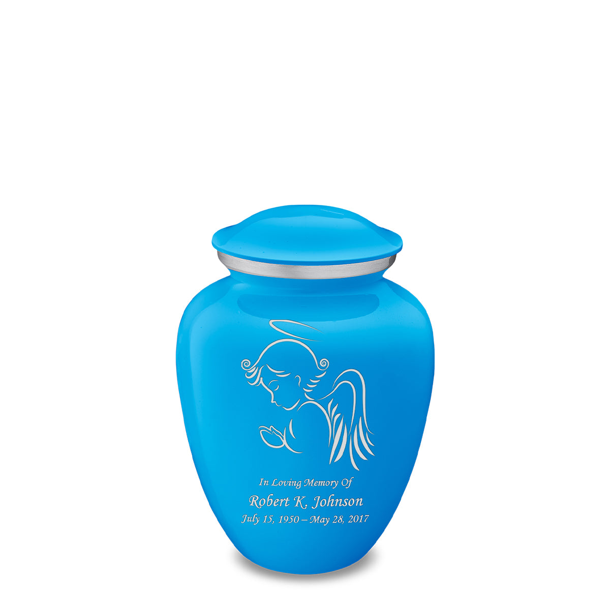 Medium Embrace Racing Blue Angel Cremation Urn