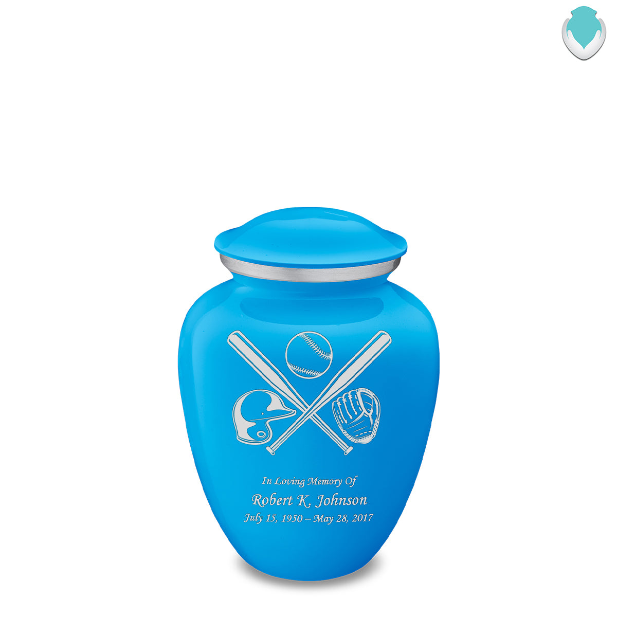 Medium Embrace Racing Blue Baseball Cremation Urn