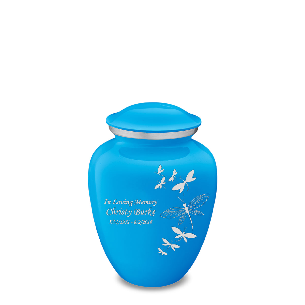 Medium Embrace Racing Blue Dragonflies Cremation Urn