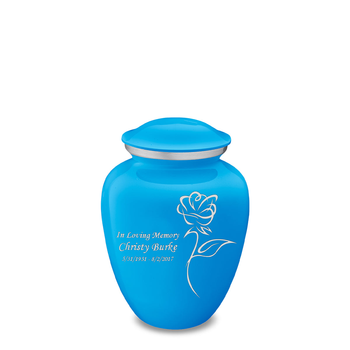 Medium Embrace Racing Blue Roses Cremation Urn
