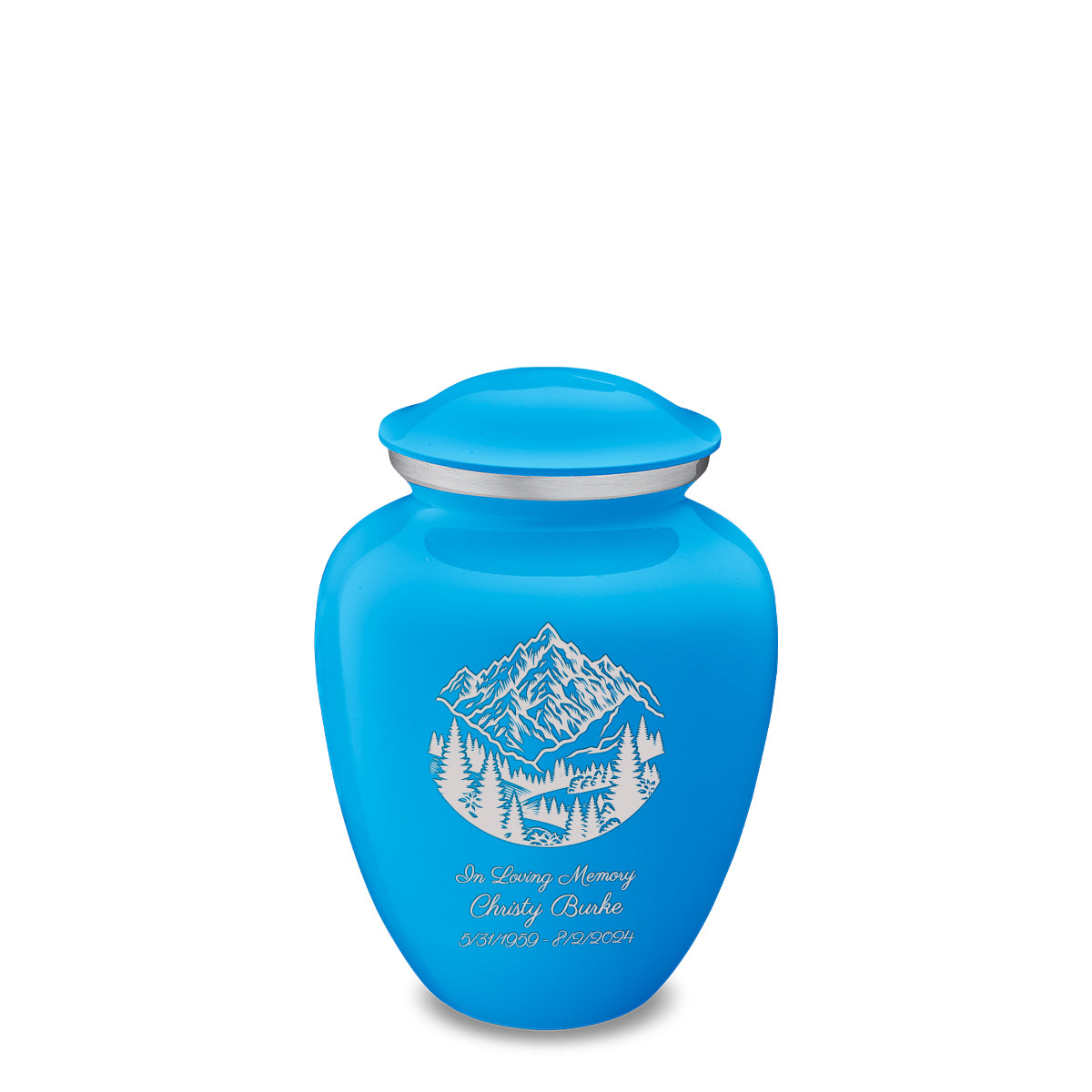 Medium Embrace Racing Blue Rocky Mountains Cremation Urn