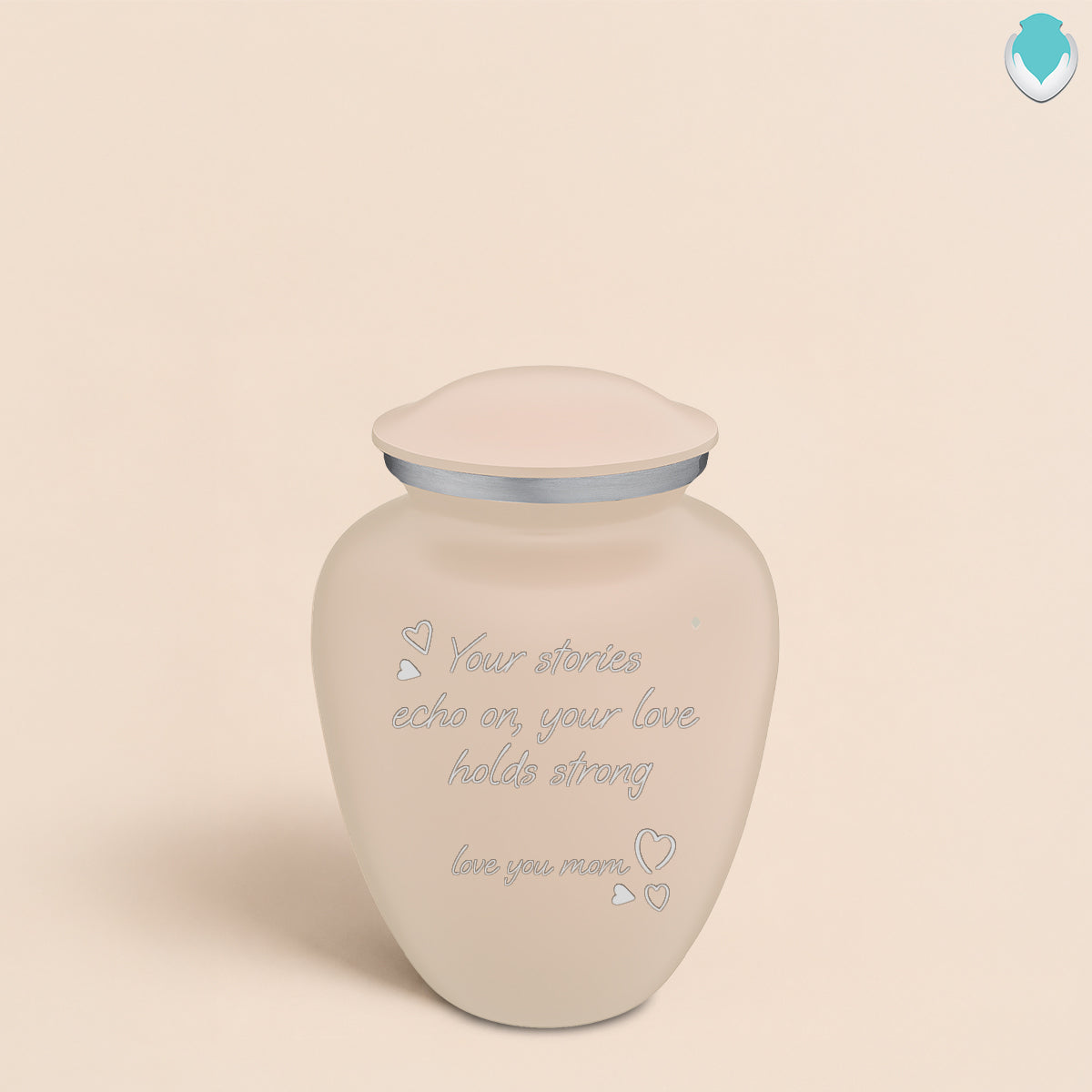 Medium Embrace Cream Handwritten Cremation Urn