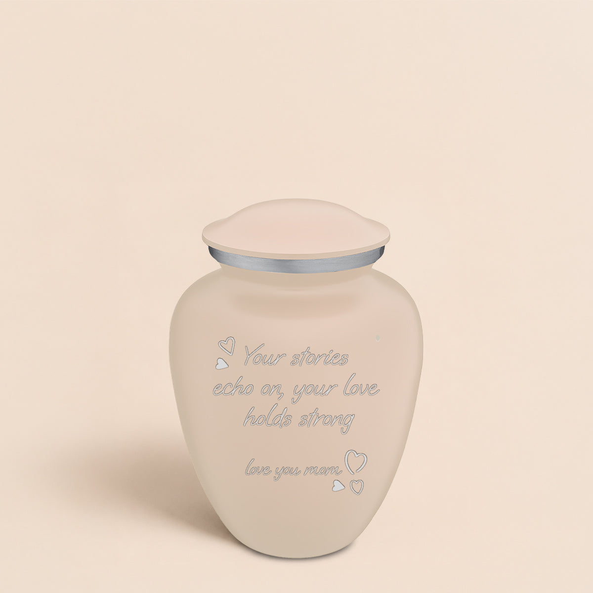 Medium Embrace Cream Handwritten Cremation Urn