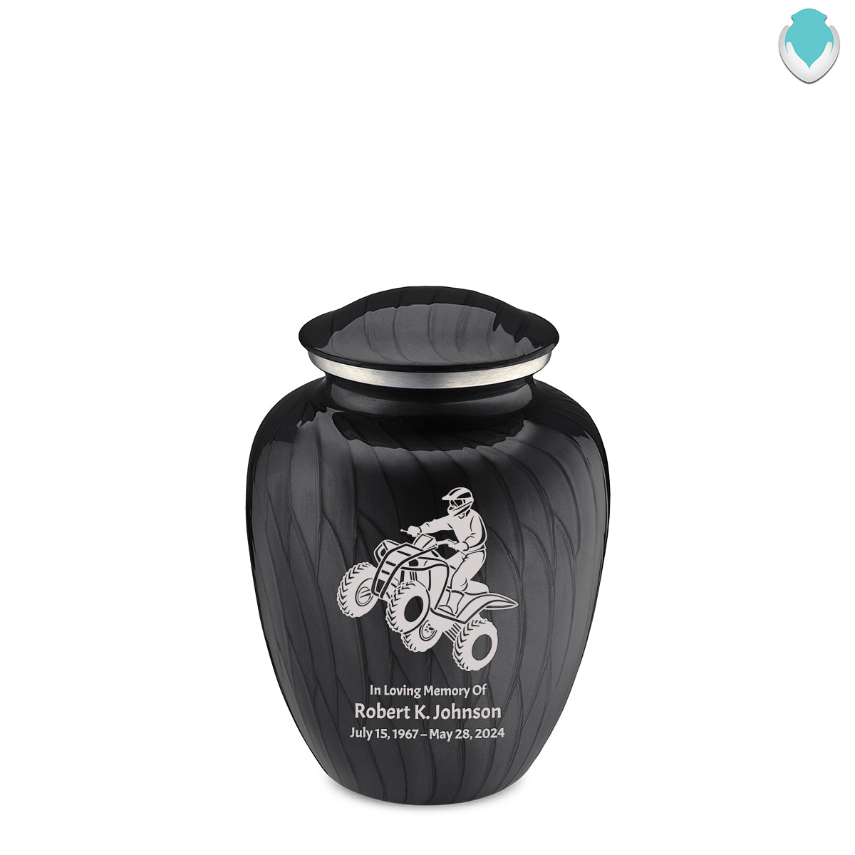 Medium Embrace Pearl Black ATV Cremation Urn