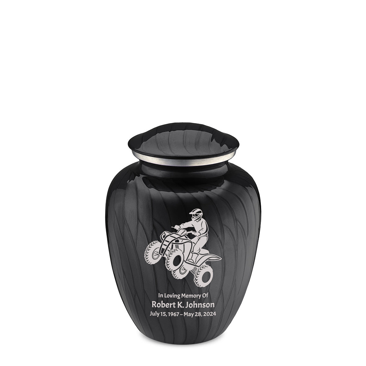 Medium Embrace Pearl Black ATV Cremation Urn