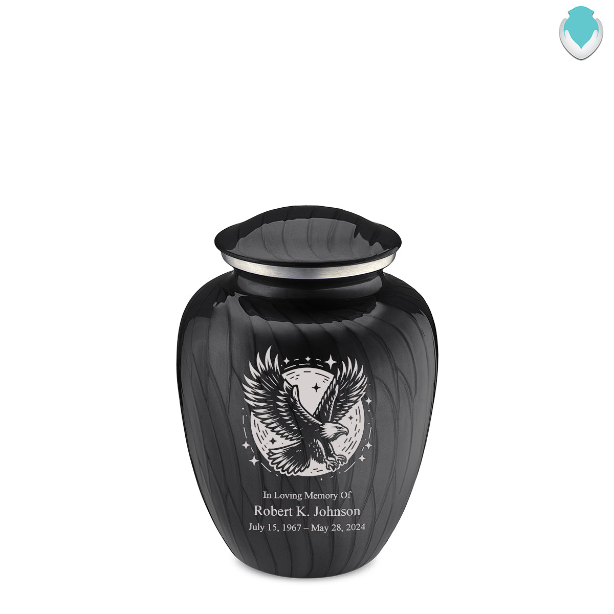 Medium Embrace Pearl Black Flying Eagle Cremation Urn
