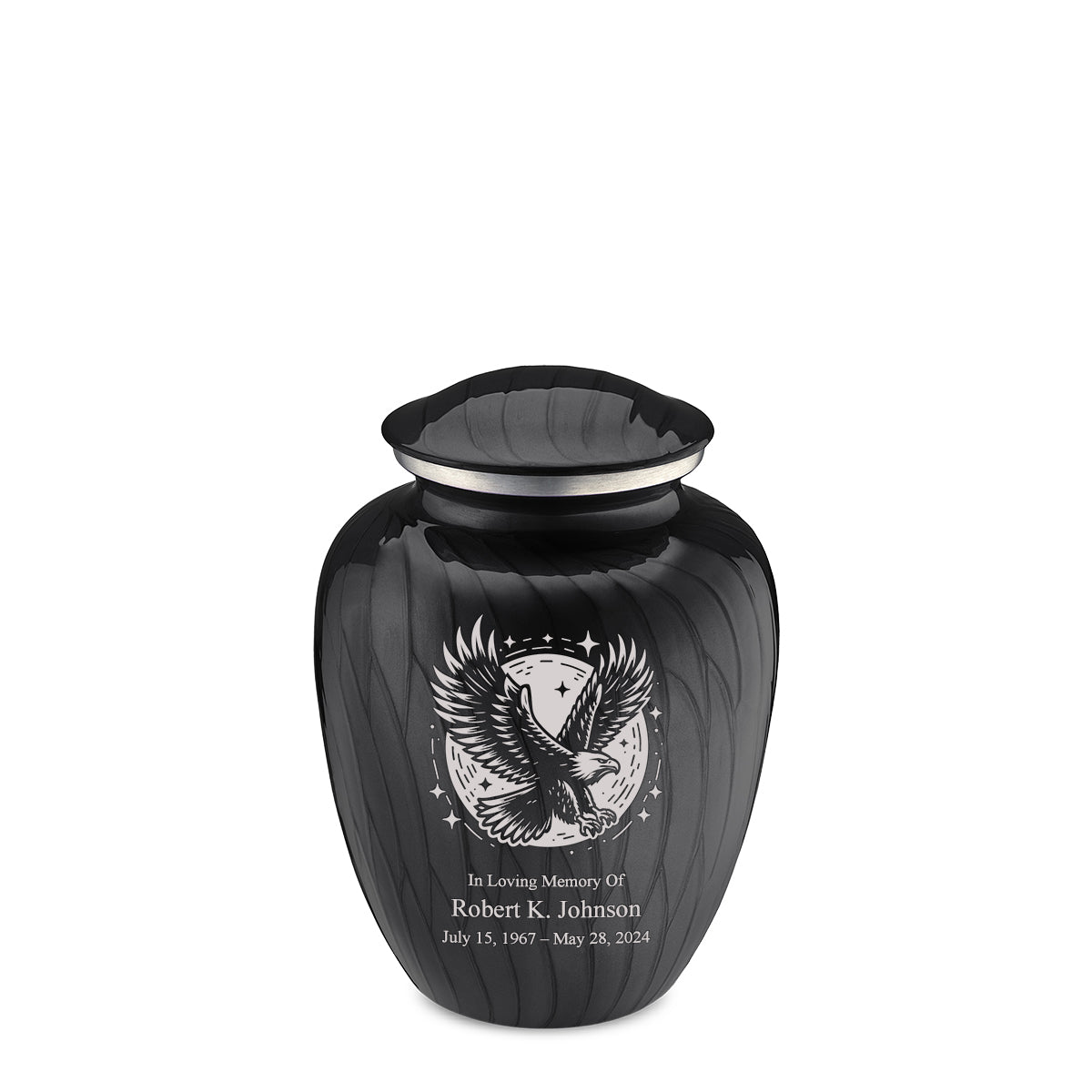 Medium Embrace Pearl Black Flying Eagle Cremation Urn