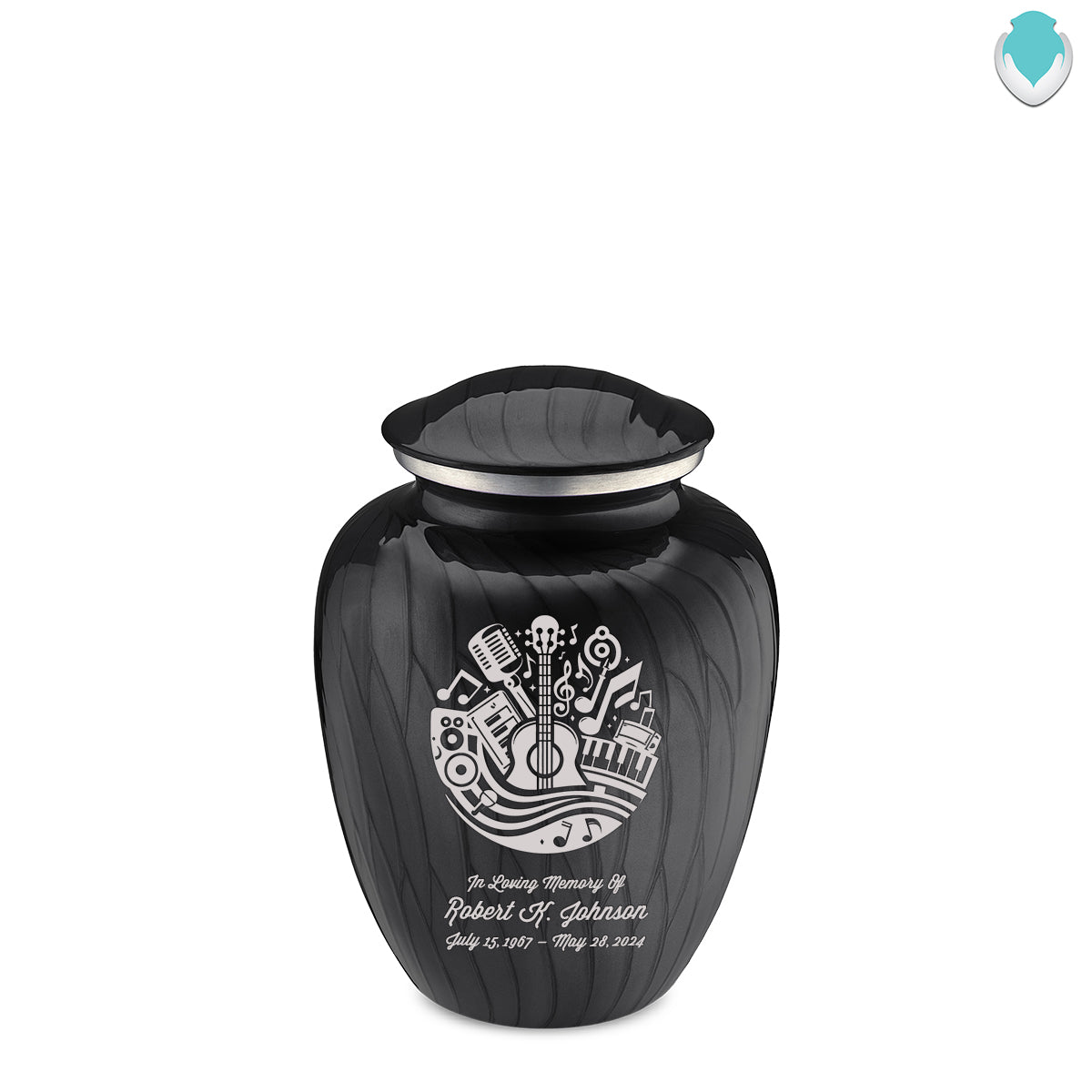 Medium Embrace Pearl Black Music Cremation Urn