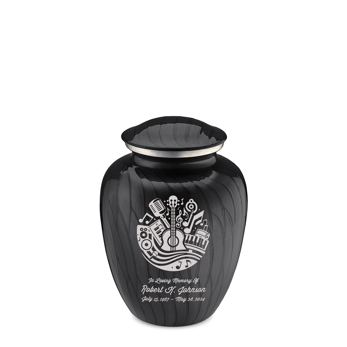 Medium Embrace Pearl Black Music Cremation Urn