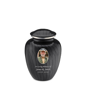 Medium Embrace Pearl Black Portrait Cremation Urn