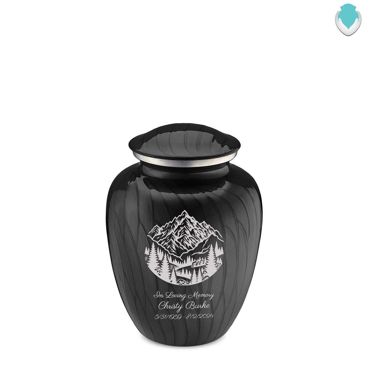 Medium Embrace Pearl Black Rocky Mountains Cremation Urn