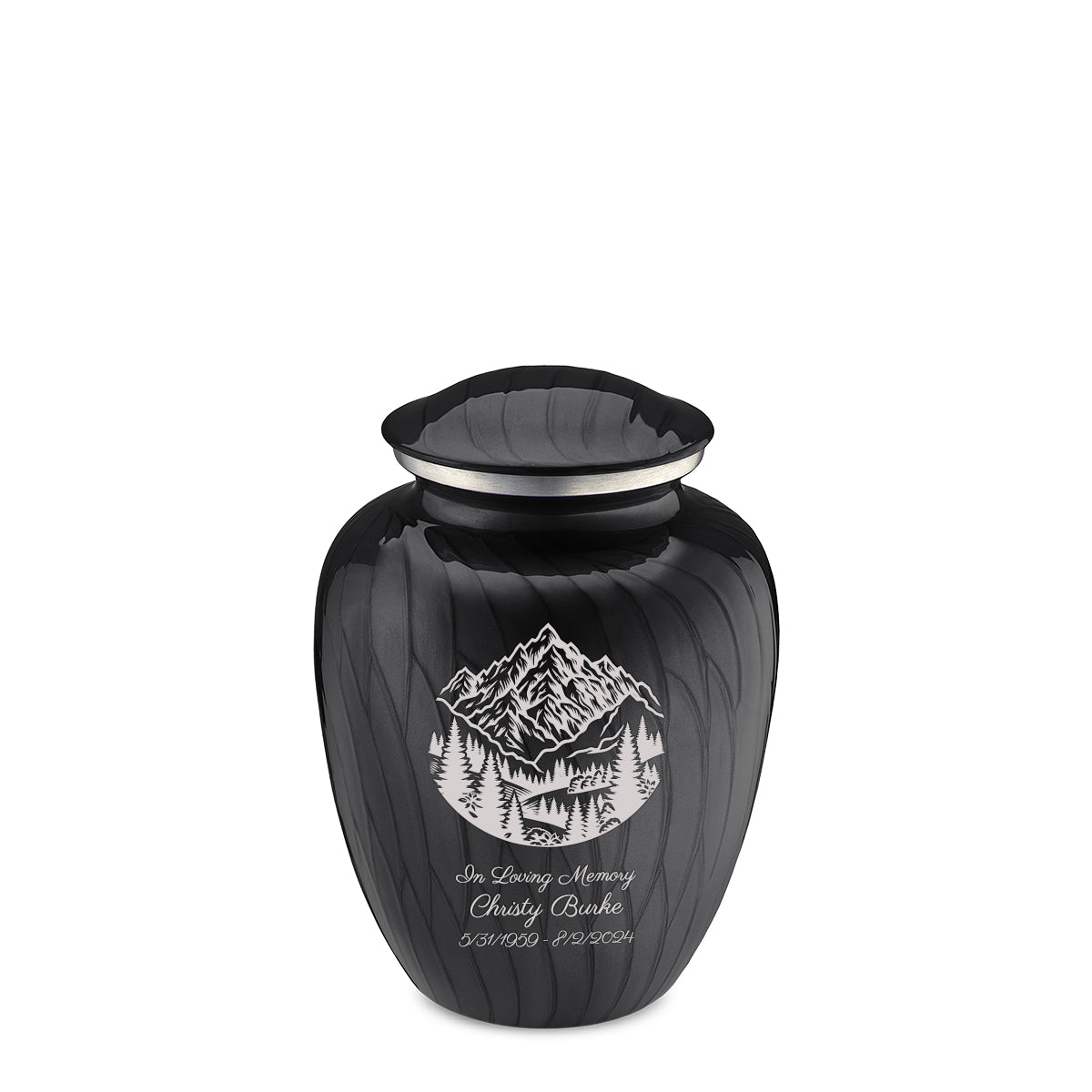 Medium Embrace Pearl Black Rocky Mountains Cremation Urn