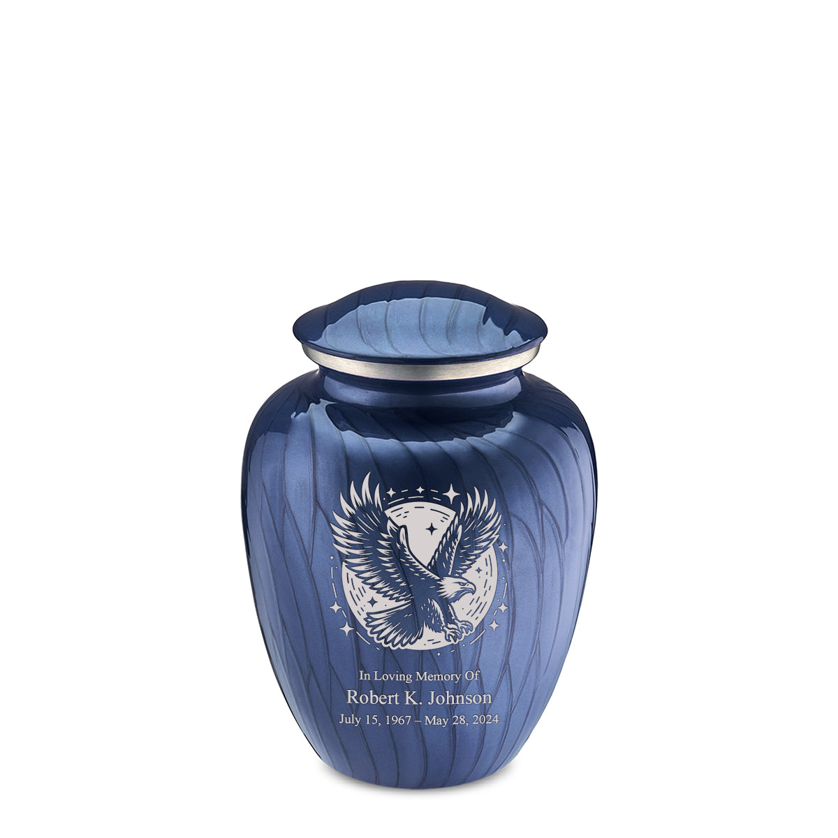 Medium Embrace Pearl Cobalt Blue Flying Eagle Cremation Urn