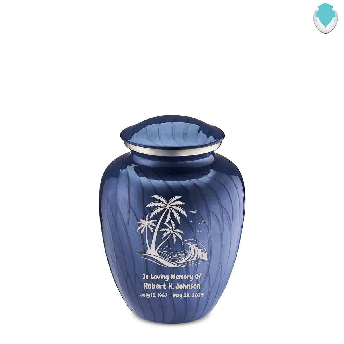 Medium Embrace Pearl Cobalt Blue Palm Beach Cremation Urn