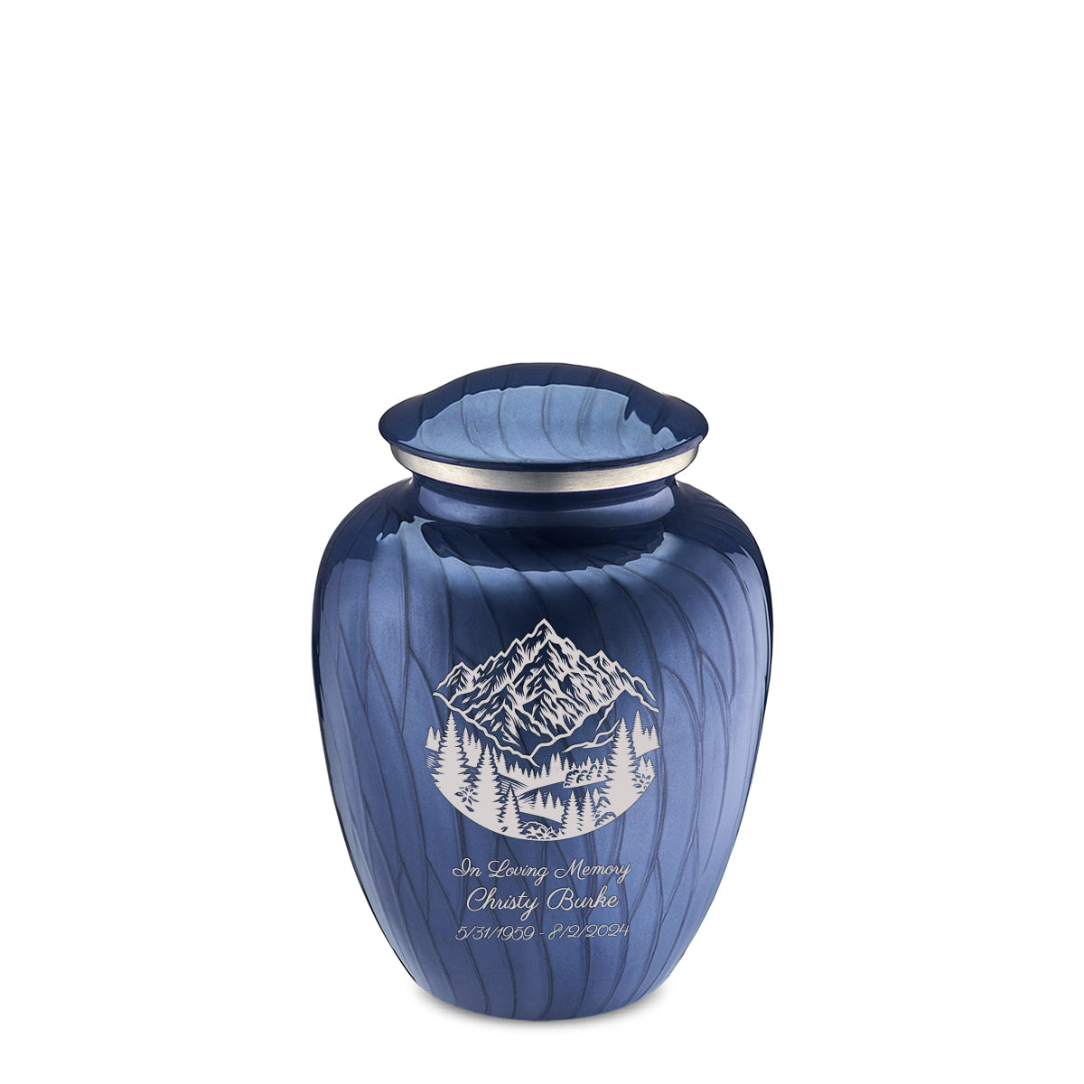 Medium Embrace Pearl Cobalt Blue Rocky Mountains Cremation Urn