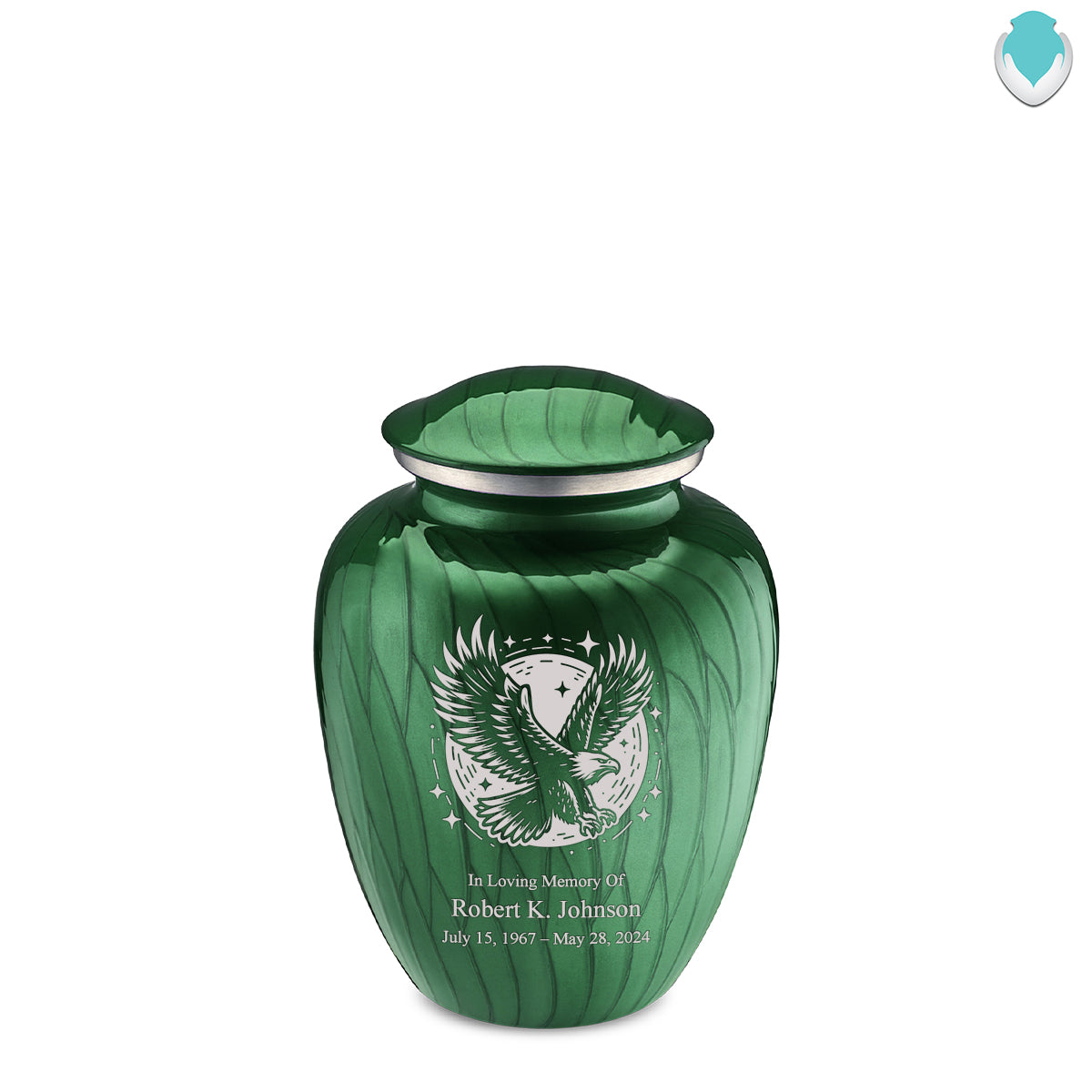 Medium Embrace Pearl Green Flying Eagle Cremation Urn