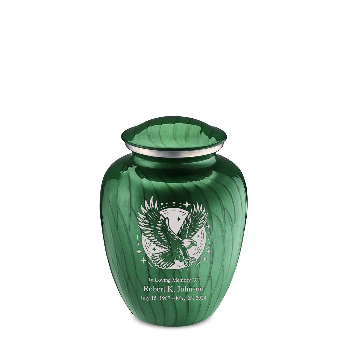 Medium Embrace Pearl Green Flying Eagle Cremation Urn