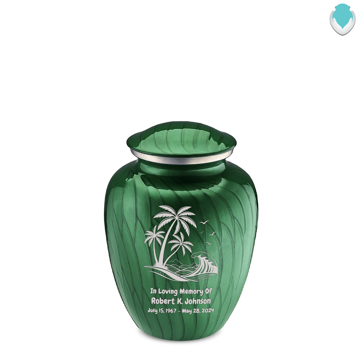 Medium Embrace Pearl Green Palm Beach Cremation Urn