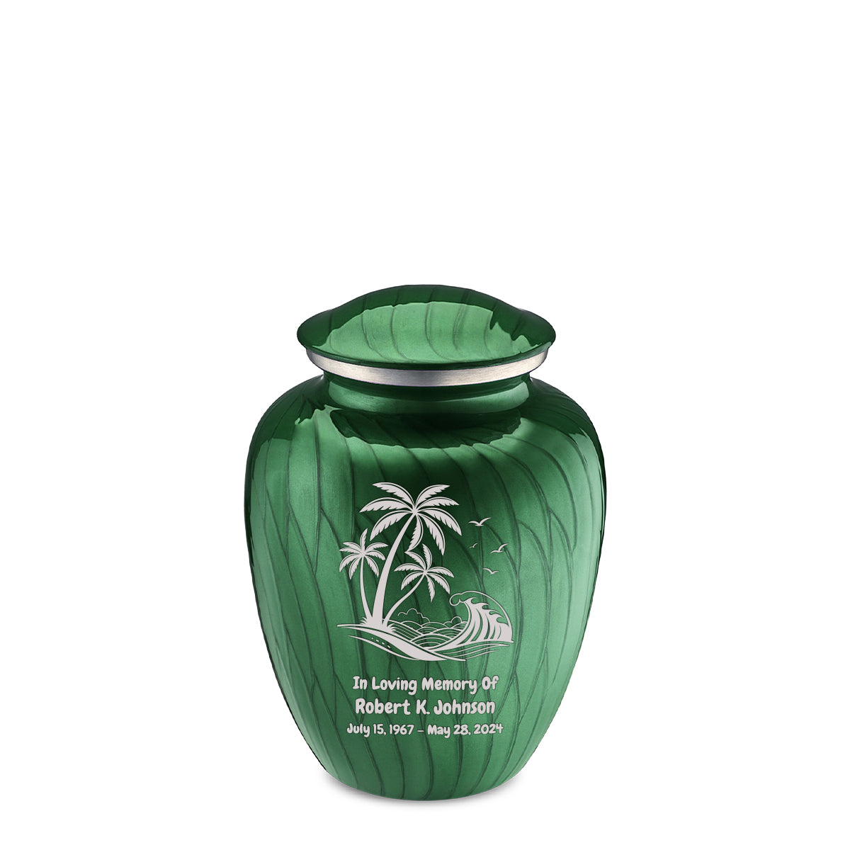 Medium Embrace Pearl Green Palm Beach Cremation Urn