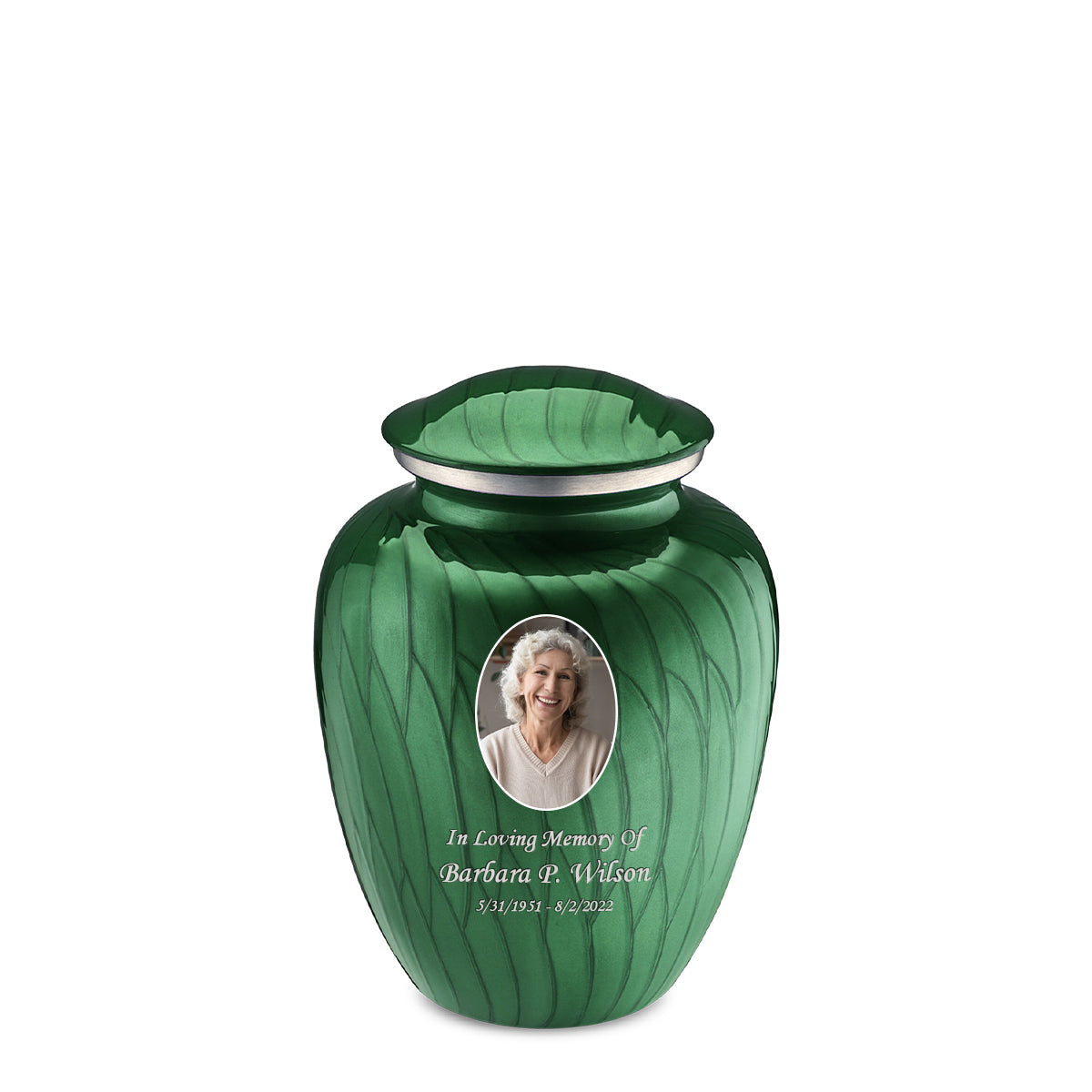 Medium Embrace Pearl Green Portrait Cremation Urn