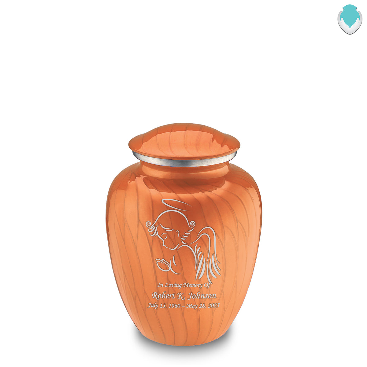 Medium Embrace Pearl Orange Angel Cremation Urn