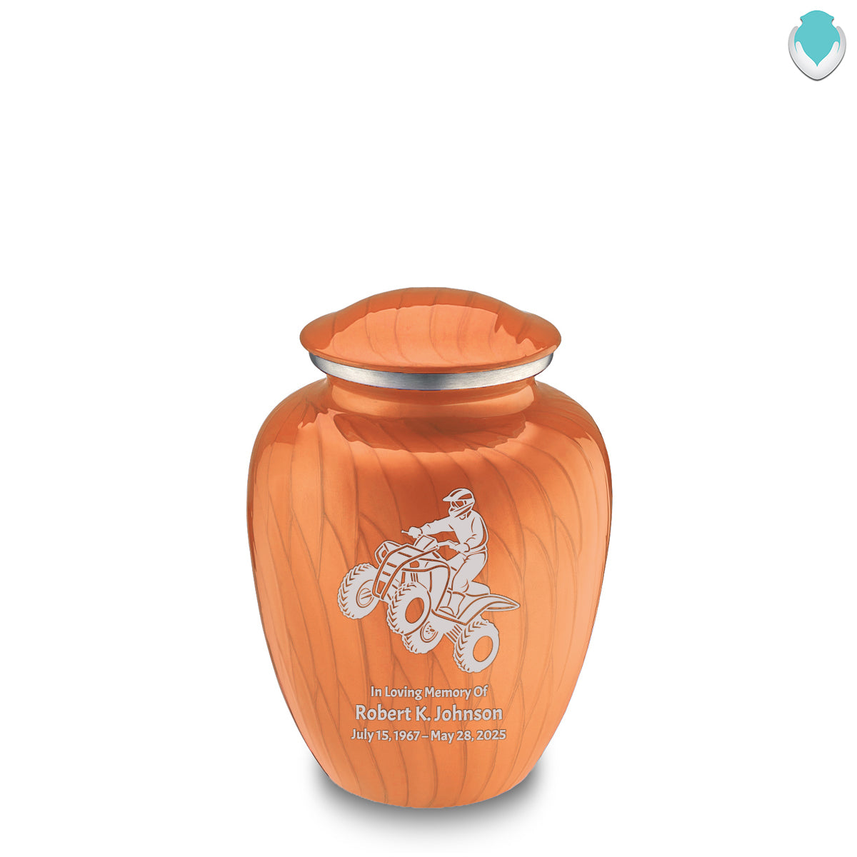 Medium Embrace Pearl Orange ATV Cremation Urn