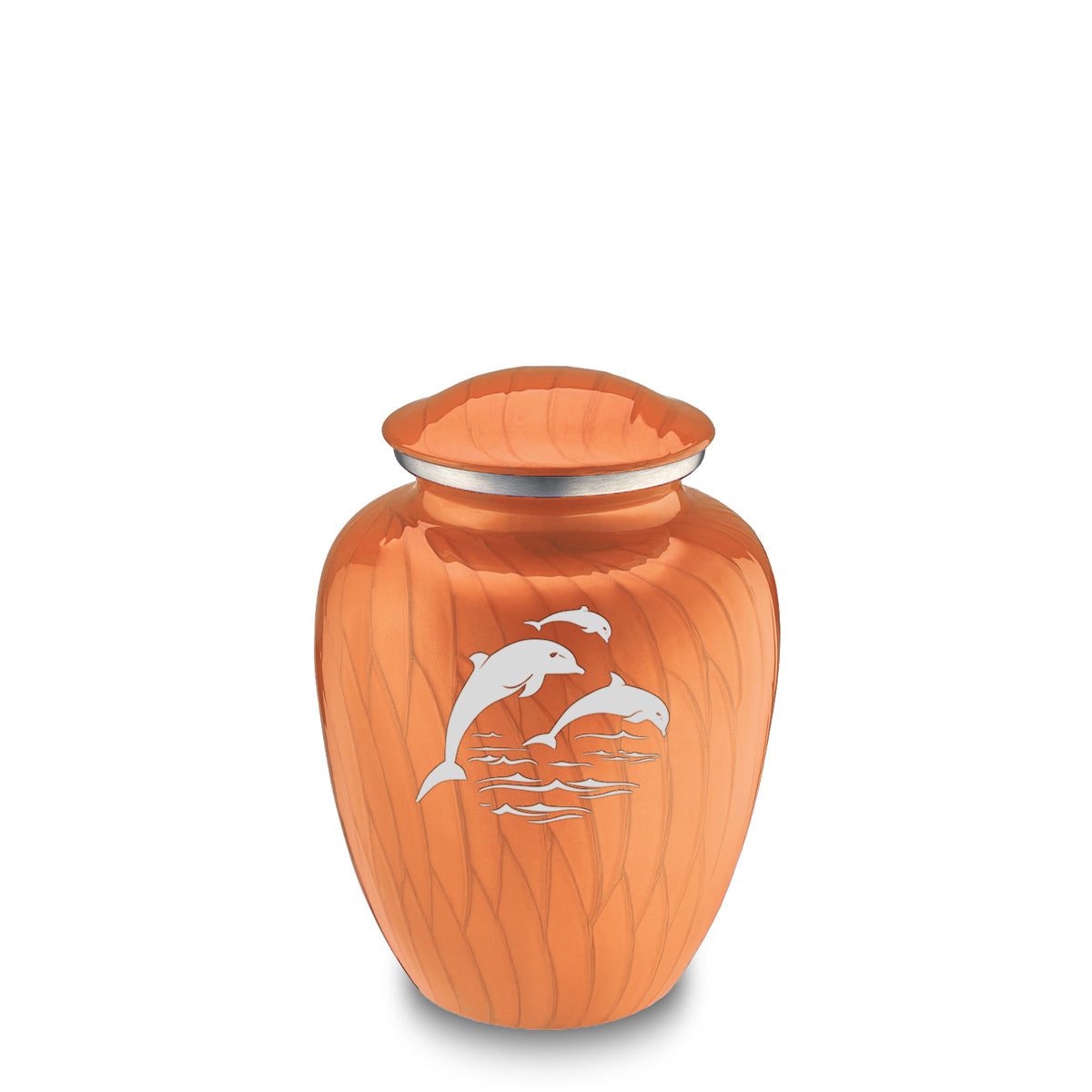 Medium Embrace Pearl Orange Dolphins Cremation Urn