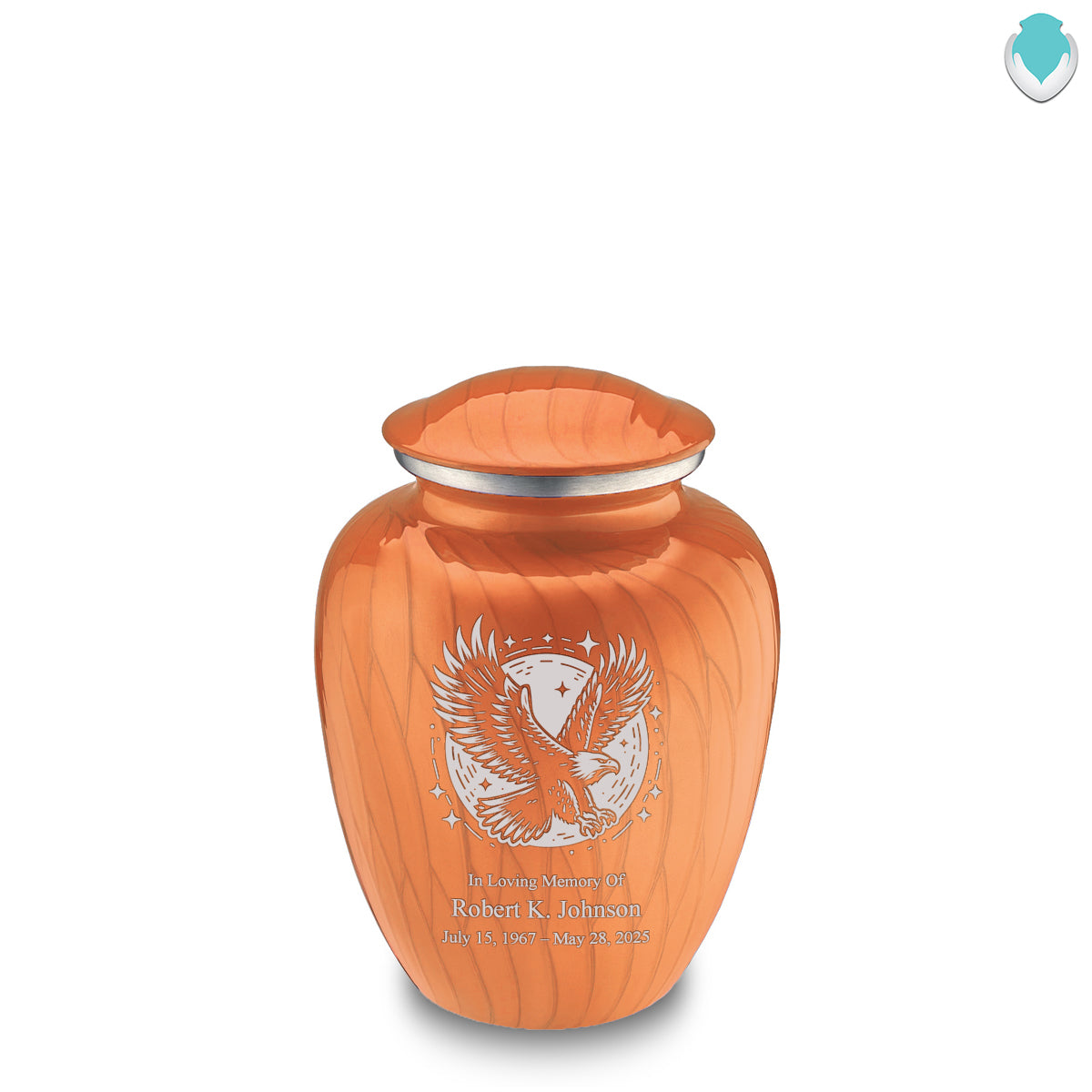 Medium Embrace Pearl Orange Flying Eagle Cremation Urn