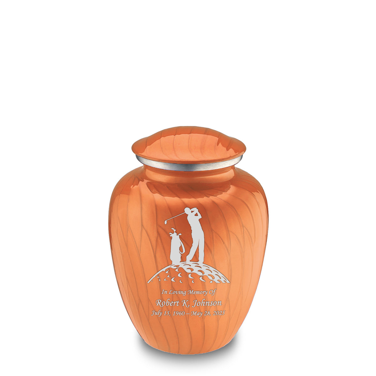 Medium Embrace Pearl Orange Golf Cremation Urn