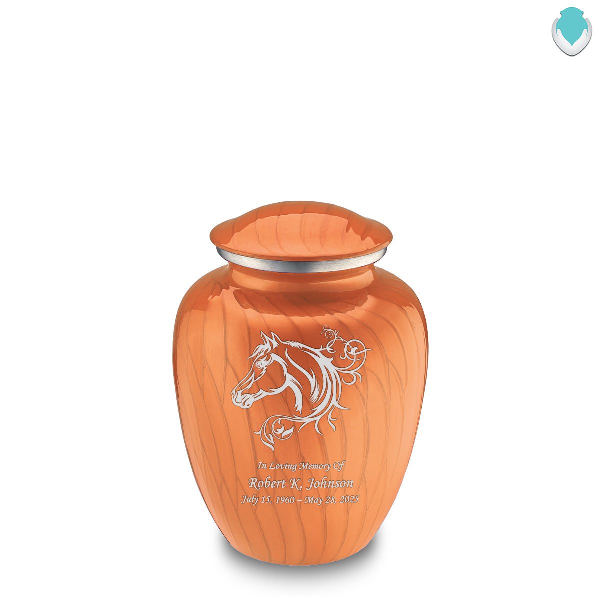 Medium Embrace Pearl Orange Horse Cremation Urn