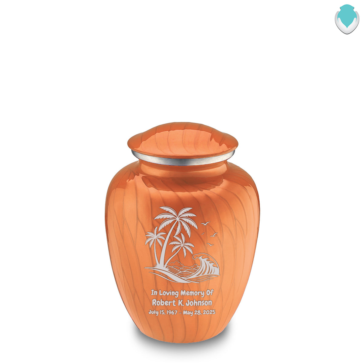 Medium Embrace Pearl Orange Palm Beach Cremation Urn