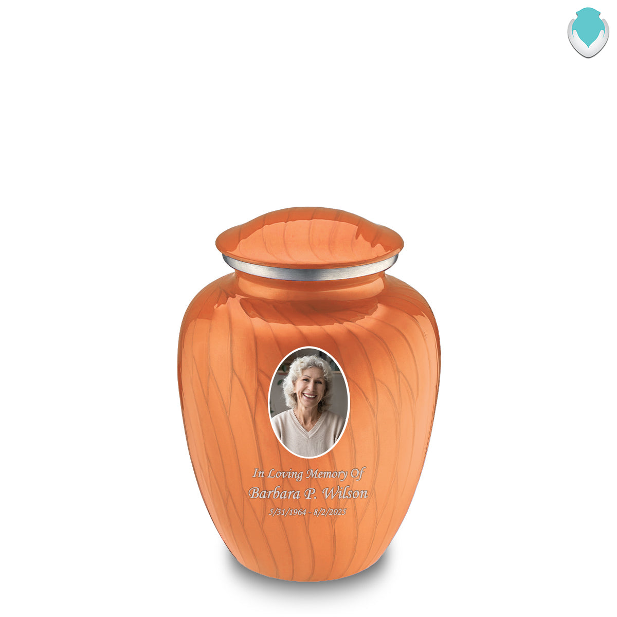 Medium Embrace Pearl Orange Portrait Cremation Urn