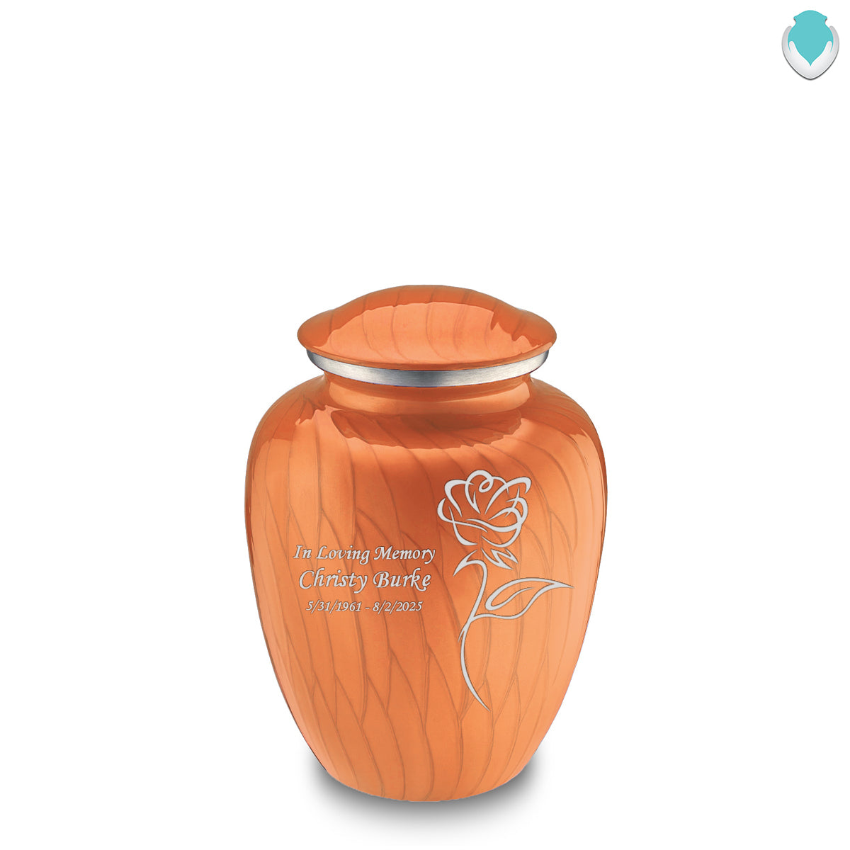 Medium Embrace Pearl Orange Rose Cremation Urn