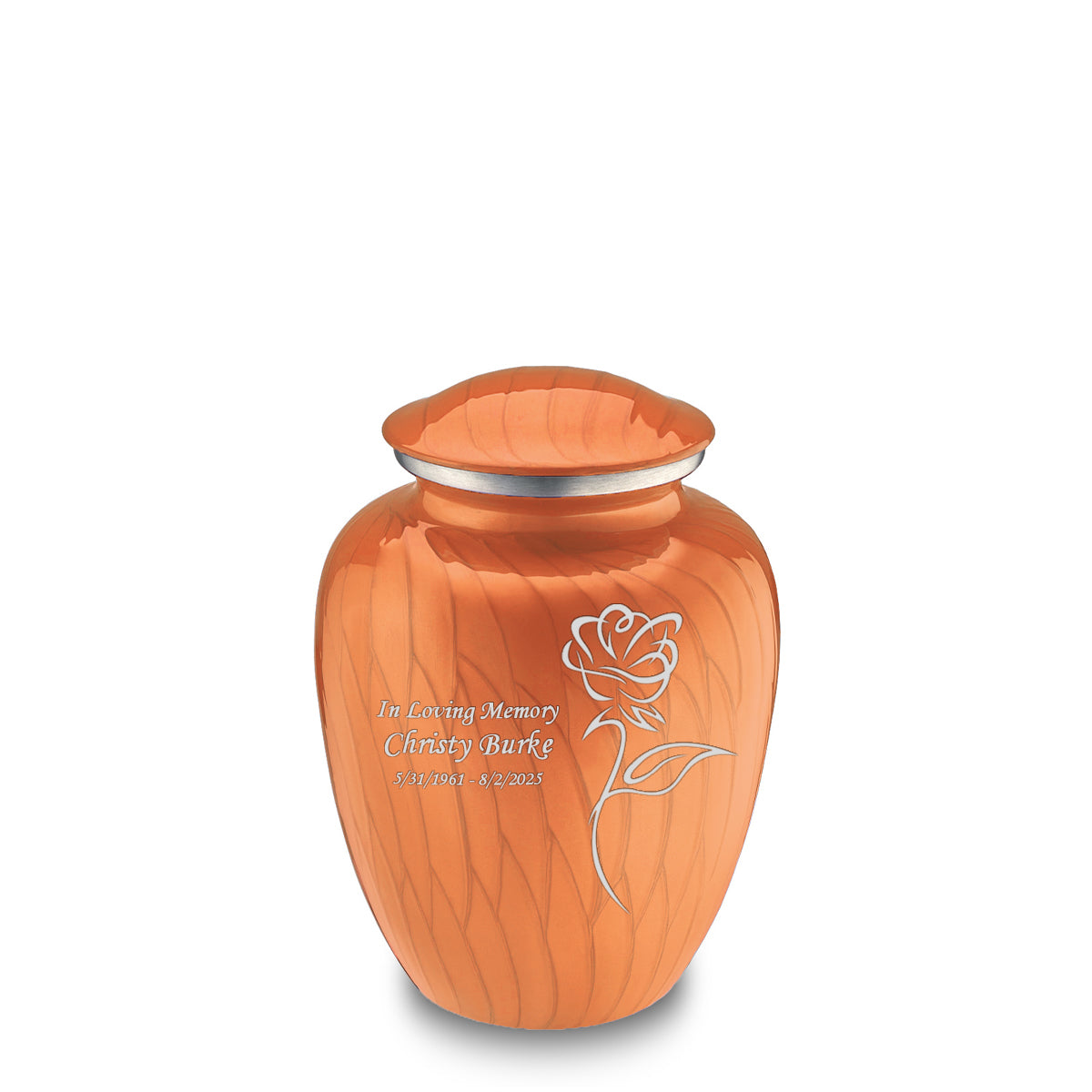 Medium Embrace Pearl Orange Rose Cremation Urn