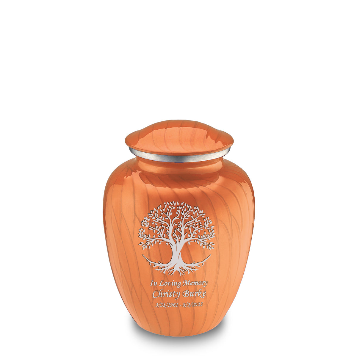 Medium Embrace Pearl Orange Tree of Life Cremation Urn