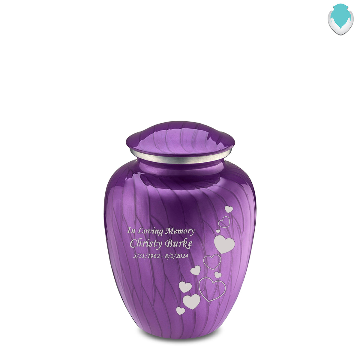 Medium Embrace Pearl Purple Floating Heart Cremation Urn
