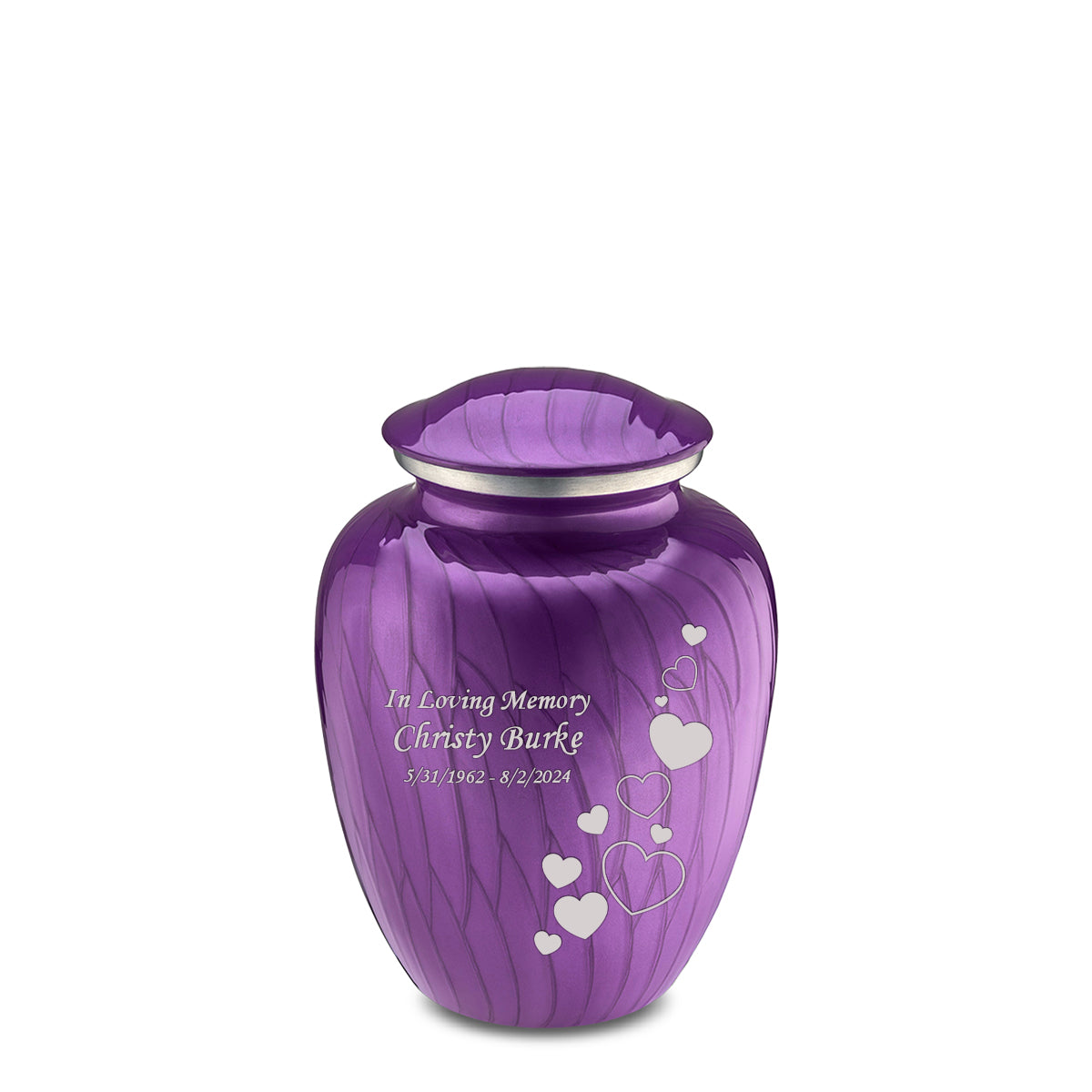 Medium Embrace Pearl Purple Floating Heart Cremation Urn