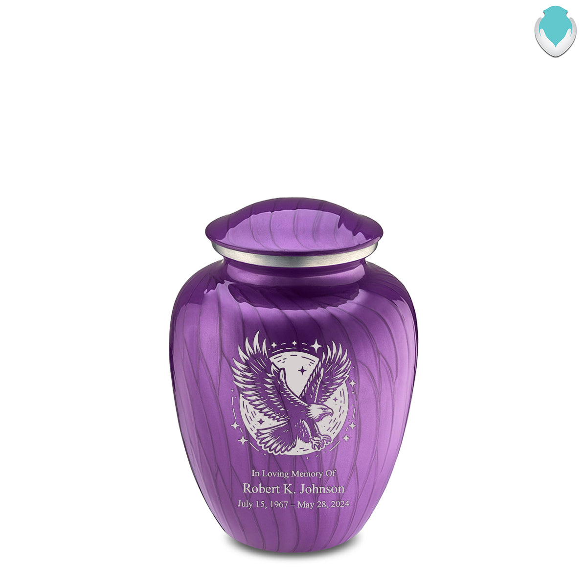 Medium Embrace Pearl Purple Flying Eagle Cremation Urn