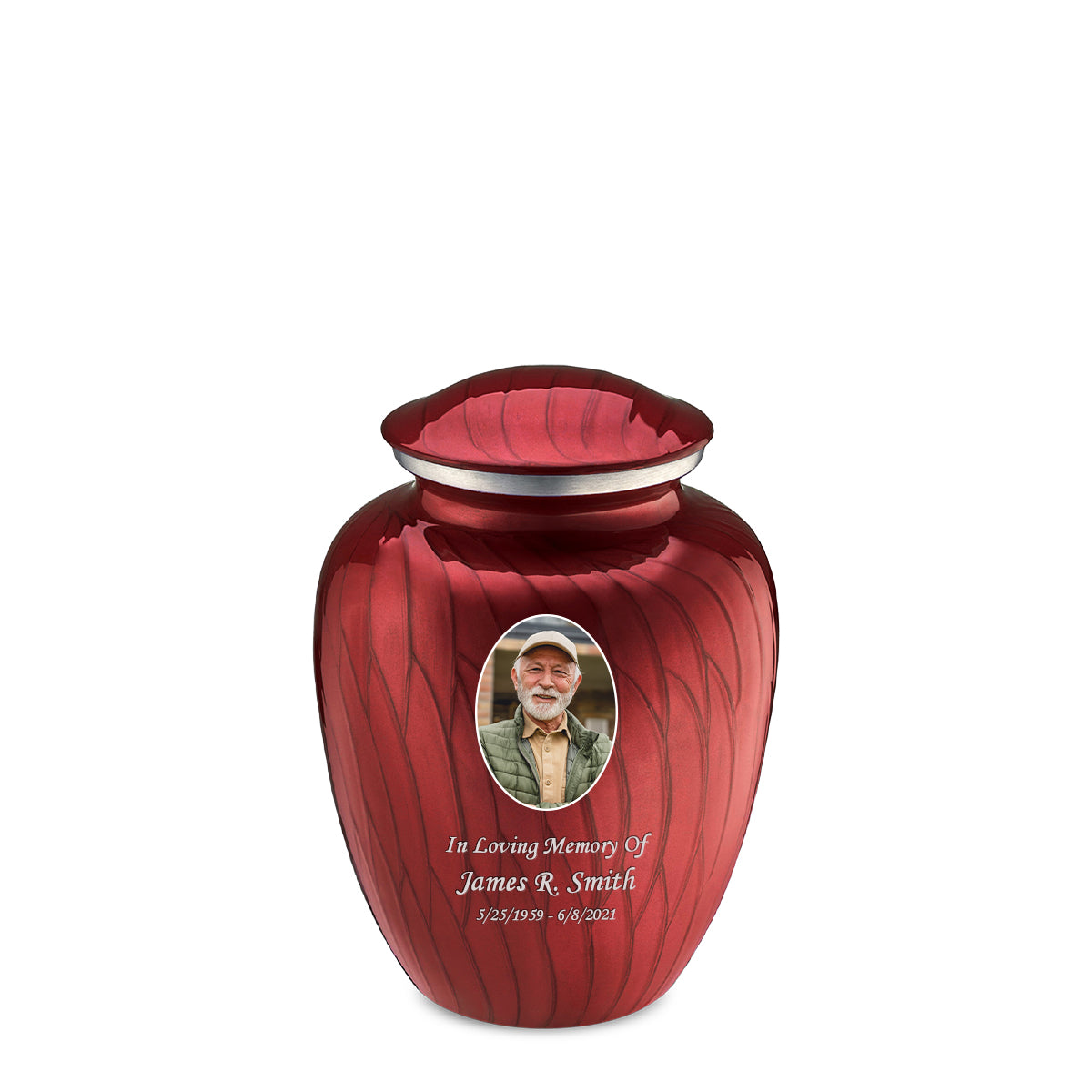 Medium Embrace Pearl Candy Red Portrait Cremation Urn