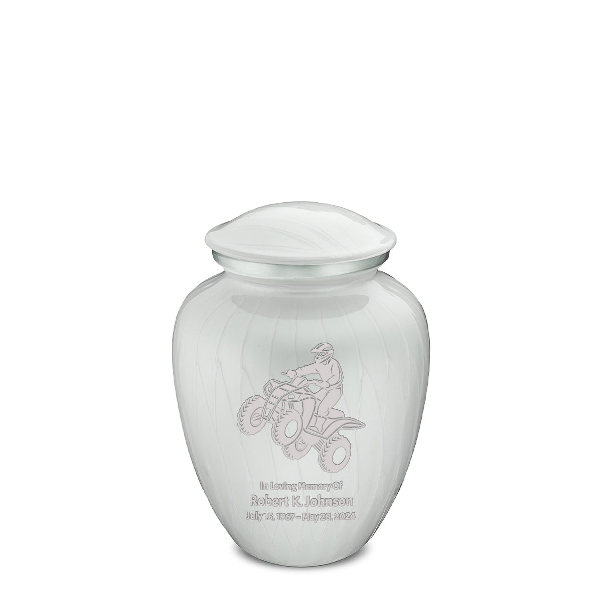 Medium Embrace Pearl White ATV Cremation Urn