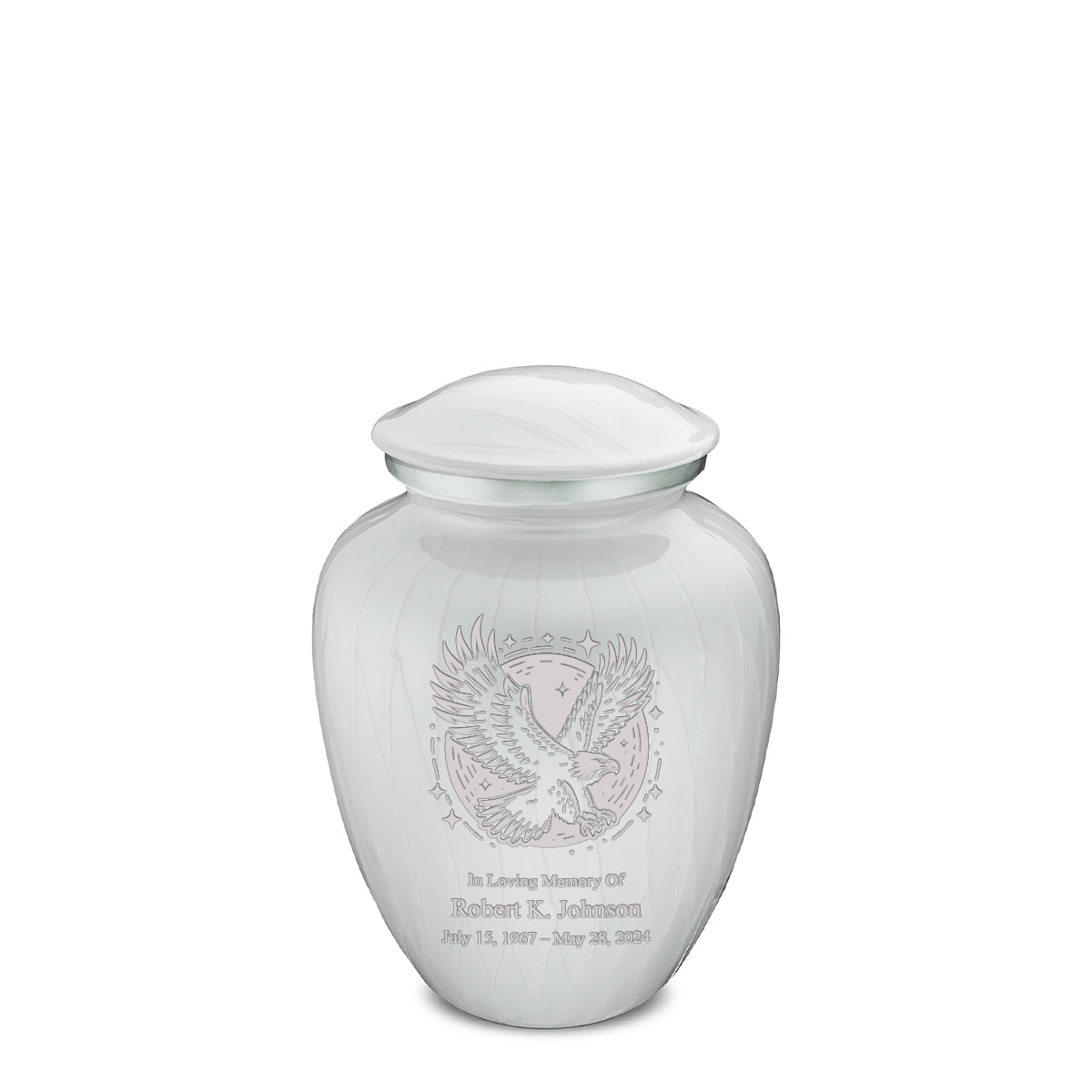 Medium Embrace Pearl White Flying Eagle Cremation Urn