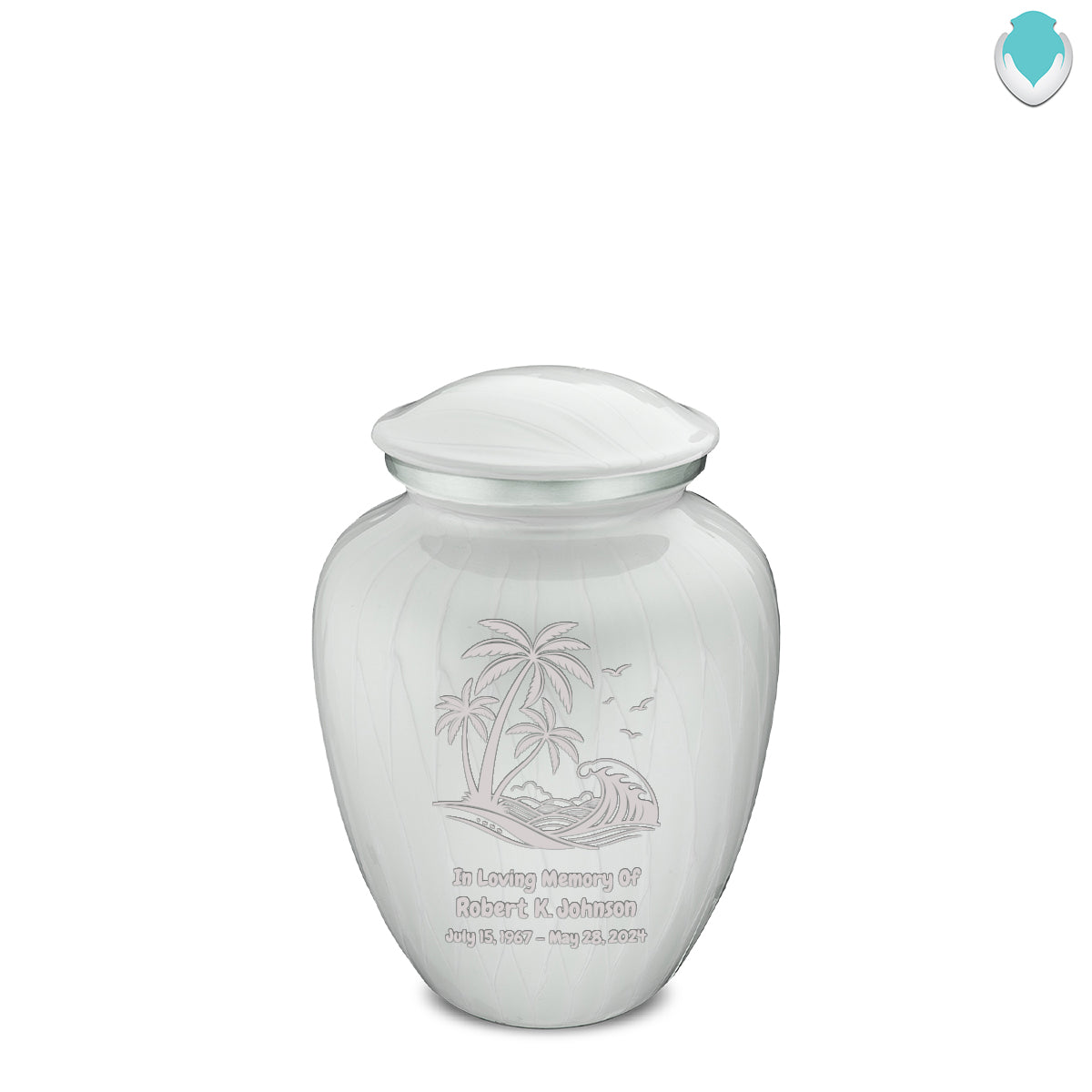 Medium Embrace Pearl White Palm Beach Cremation Urn