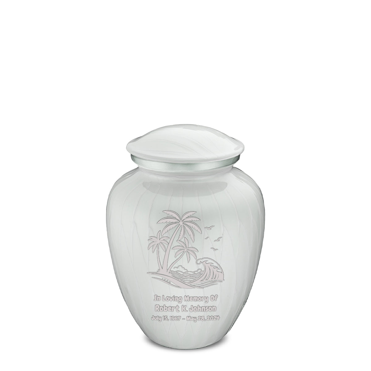 Medium Embrace Pearl White Palm Beach Cremation Urn