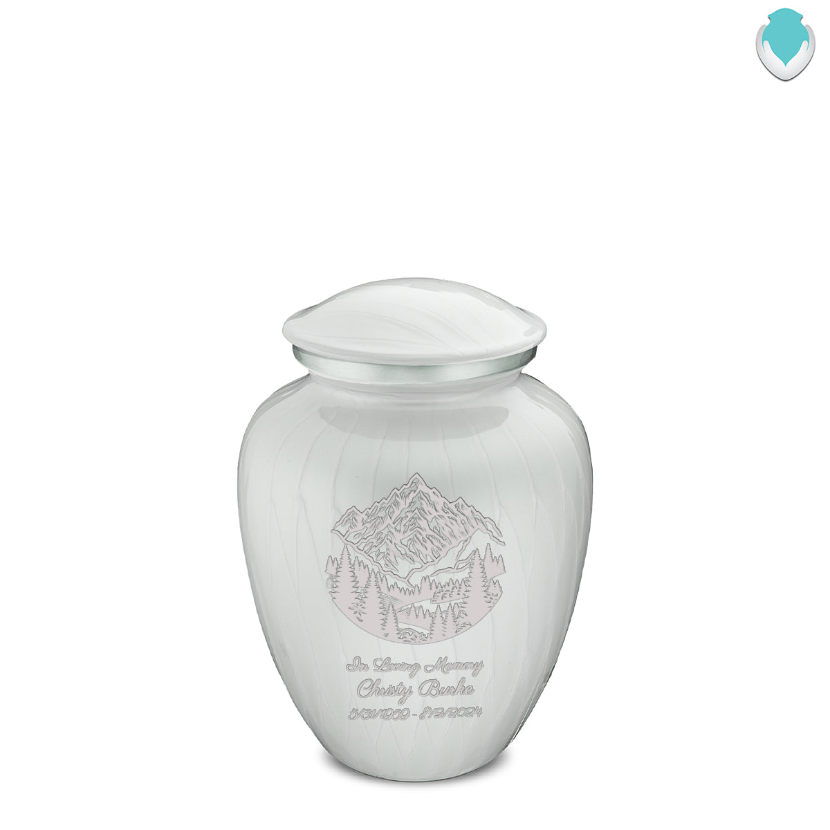 Medium Embrace Pearl White Rocky Mountains Cremation Urn