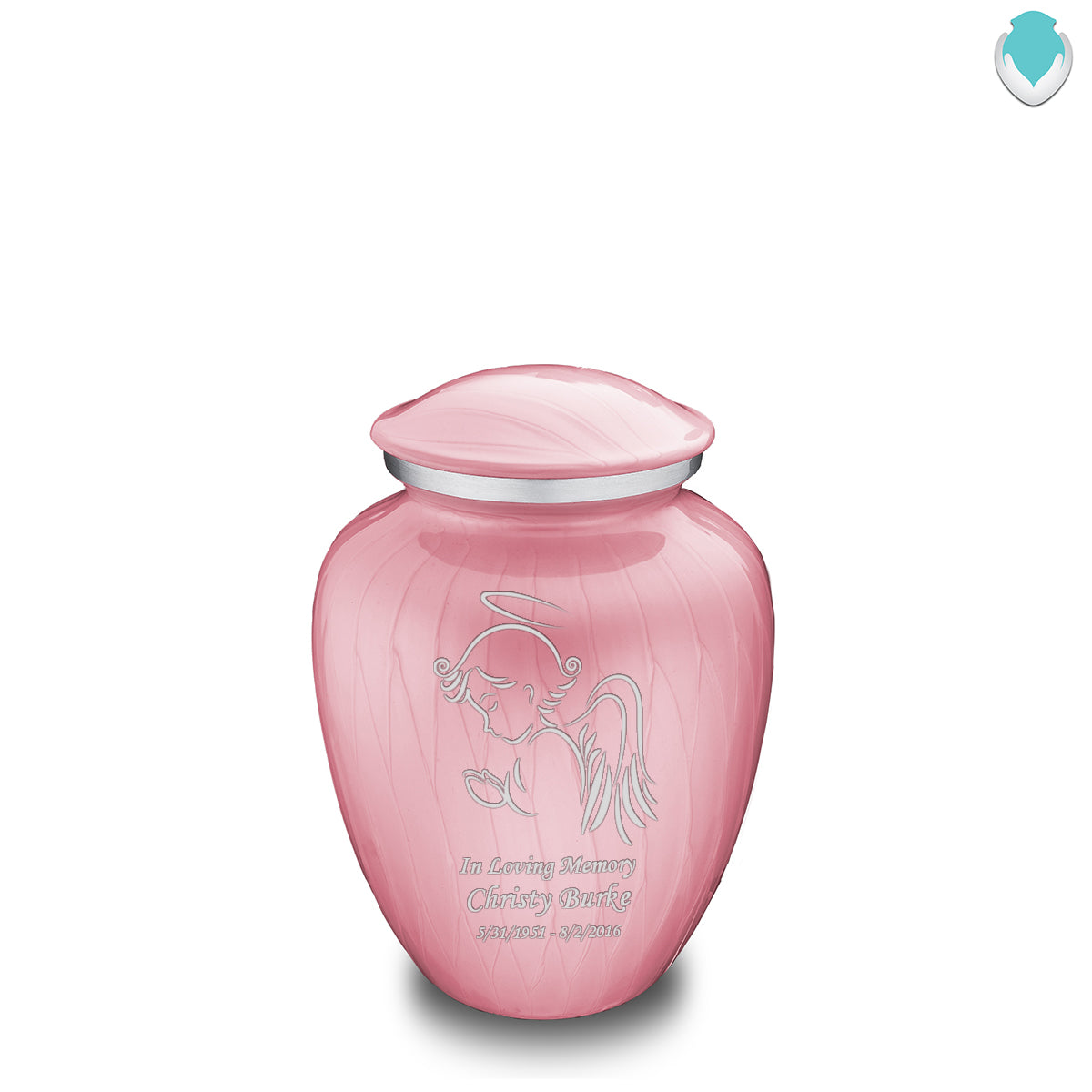 Medium Embrace Pearl Pink Angel Cremation Urn