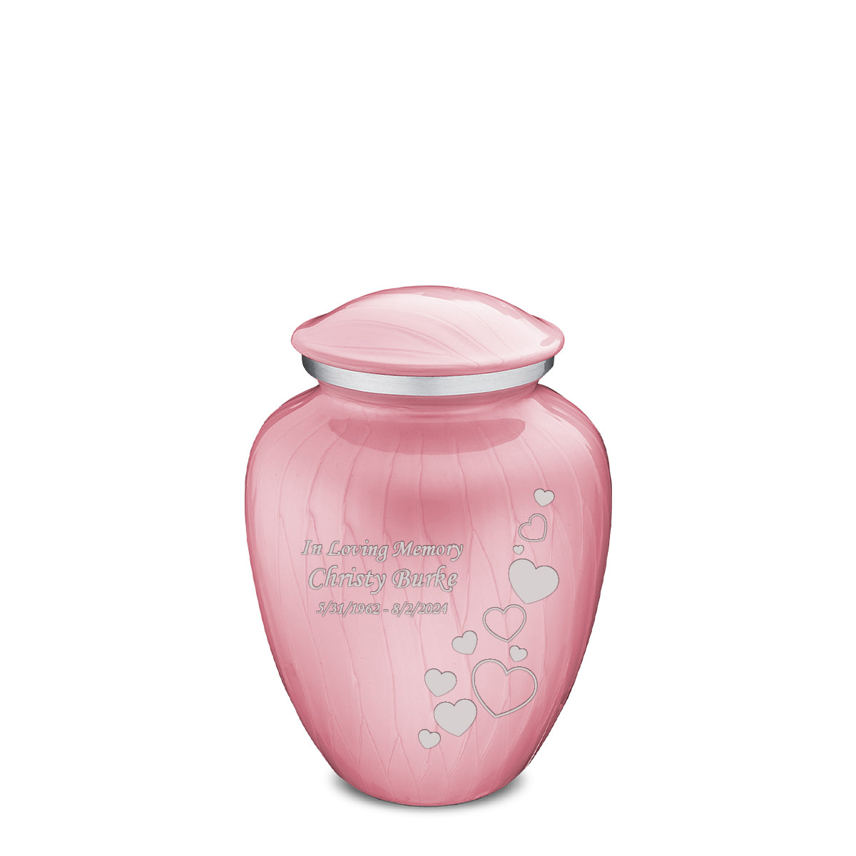 Medium Embrace Pearl Light Pink Floating Heart Cremation Urn