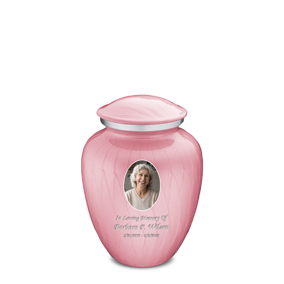 Medium Embrace Pearl Pink Portrait Cremation Urn
